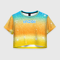 Футболка 3D укороченная женская Inzoi лого и блестки, цвет: 3D-принт