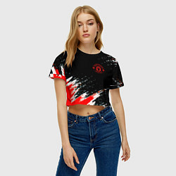 Футболка 3D укороченная женская Манчестер краски штрихи, цвет: 3D-принт — фото 2