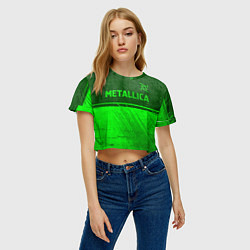 Футболка 3D укороченная женская Metallica - green gradient посередине, цвет: 3D-принт — фото 2