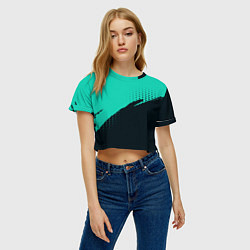 Футболка 3D укороченная женская Color black light blue, цвет: 3D-принт — фото 2