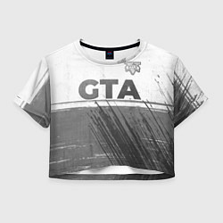 Футболка 3D укороченная женская GTA - white gradient посередине, цвет: 3D-принт