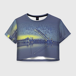 Футболка 3D укороченная женская Разводной мост, цвет: 3D-принт