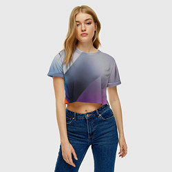 Футболка 3D укороченная женская Color grey with stripes, цвет: 3D-принт — фото 2