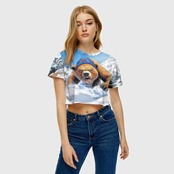 Футболка 3D укороченная женская Злой русский медведь, цвет: 3D-принт — фото 2