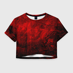 Футболка 3D укороченная женская Абстракция - red trash darkness, цвет: 3D-принт