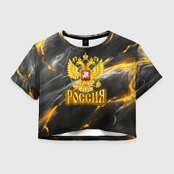 Женский топ Россия черно-желтый фон