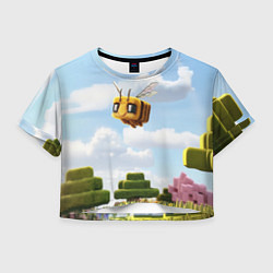 Футболка 3D укороченная женская Пчёлка - Minecraft, цвет: 3D-принт