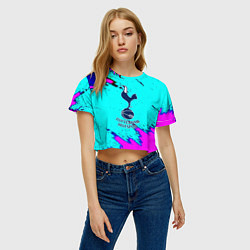 Футболка 3D укороченная женская Тоттенхэм неоновые краски, цвет: 3D-принт — фото 2