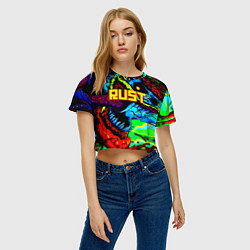 Футболка 3D укороченная женская Rust hyperbeast, цвет: 3D-принт — фото 2