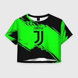 Футболка 3D укороченная женская Juventus черные краски, цвет: 3D-принт