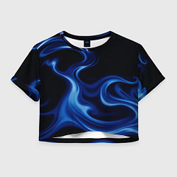 Футболка 3D укороченная женская Color blue smoke, цвет: 3D-принт