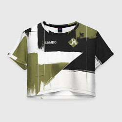 Футболка 3D укороченная женская Русское самбо, цвет: 3D-принт