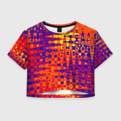 Футболка 3D укороченная женская Пламенный сочный оранжево-синий, цвет: 3D-принт