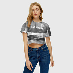 Футболка 3D укороченная женская Paramore - grey gradient посередине, цвет: 3D-принт — фото 2