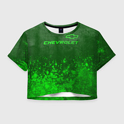 Футболка 3D укороченная женская Chevrolet - green gradient посередине, цвет: 3D-принт