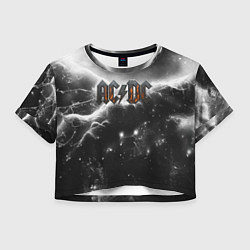 Женский топ ACDC металлический лого черно-белая текстура