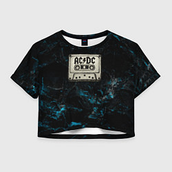 Футболка 3D укороченная женская ACDC в виде кассеты, цвет: 3D-принт