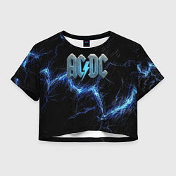 Футболка 3D укороченная женская ACDC логотип ледяной с молнией, цвет: 3D-принт