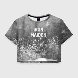 Футболка 3D укороченная женская Iron Maiden - grey gradient посередине, цвет: 3D-принт