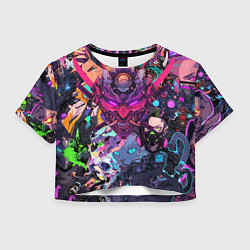 Футболка 3D укороченная женская Стиль Cyberpunk, цвет: 3D-принт