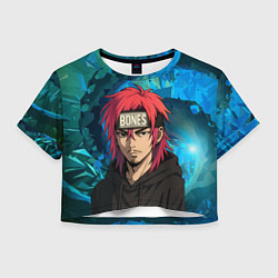 Футболка 3D укороченная женская Bones аниме, цвет: 3D-принт