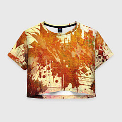 Футболка 3D укороченная женская Абстракция - sunspot, цвет: 3D-принт