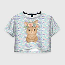 Женский топ Зайчик с венком из цветов на голове