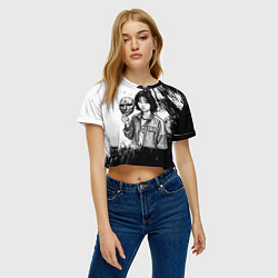 Футболка 3D укороченная женская Squid Game Игрок 067 держит маску, цвет: 3D-принт — фото 2