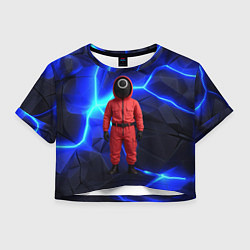 Футболка 3D укороченная женская Игра в кальмара страж треугольник, цвет: 3D-принт