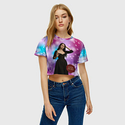 Футболка 3D укороченная женская Lana Del Rey закрыла глаза, цвет: 3D-принт — фото 2
