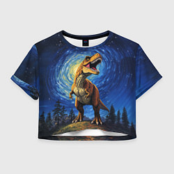 Футболка 3D укороченная женская Тираннозавр Рекс - звездная ночь, цвет: 3D-принт