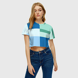 Футболка 3D укороченная женская Мятное небо колор-блок, цвет: 3D-принт — фото 2