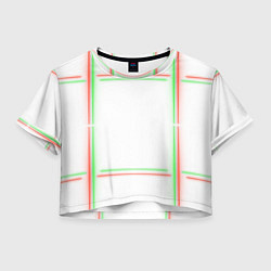 Футболка 3D укороченная женская Neon light green red, цвет: 3D-принт
