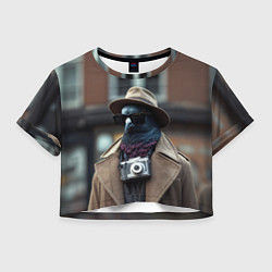 Женский топ Голубь шпион с ретро фотокамерой