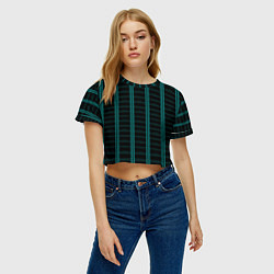 Футболка 3D укороченная женская Color blue dark stripe, цвет: 3D-принт — фото 2