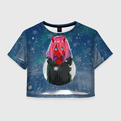 Футболка 3D укороченная женская Anime XX Zero Two Kid, цвет: 3D-принт