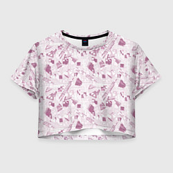 Женский топ Мемфис бордовый на белом геометрический клетчатый