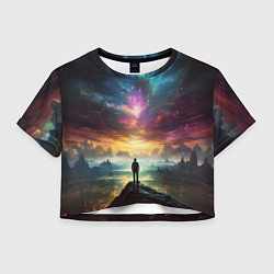 Футболка 3D укороченная женская Shocking the cosmos, цвет: 3D-принт