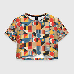 Футболка 3D укороченная женская Ритмы Баухауса, цвет: 3D-принт
