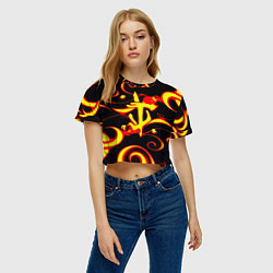 Футболка 3D укороченная женская Doom dragon steel fire, цвет: 3D-принт — фото 2