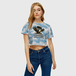 Футболка 3D укороченная женская Рожден для неба - орел ВДВ, цвет: 3D-принт — фото 2