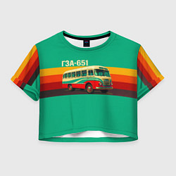 Футболка 3D укороченная женская Поп-арт автобус ГЗА-651, цвет: 3D-принт