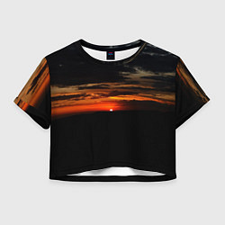Футболка 3D укороченная женская Закат на плато, цвет: 3D-принт