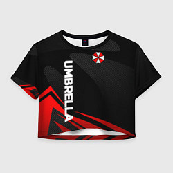 Футболка 3D укороченная женская Umbrella - спорт, цвет: 3D-принт