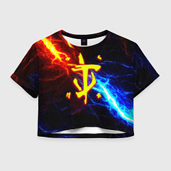 Футболка 3D укороченная женская Doom шторм с молниями, цвет: 3D-принт