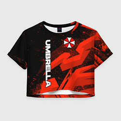Футболка 3D укороченная женская Umbrella corp - красный, цвет: 3D-принт