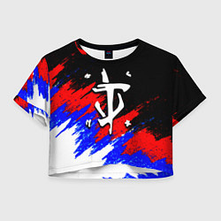 Футболка 3D укороченная женская Doom триколор краски, цвет: 3D-принт