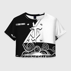 Футболка 3D укороченная женская Doom стильная геометрия, цвет: 3D-принт