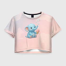 Женский топ Маленький слоненок с мороженым пускает пузыри