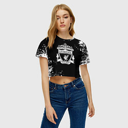 Футболка 3D укороченная женская Liverpool белые краски текстура, цвет: 3D-принт — фото 2